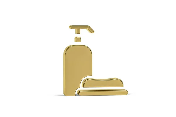 Golden Bathroom Accessories Icon Isolated White Background Render — Stock Photo, Image