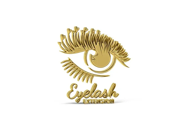 Golden 3d eyelash extension icon isolated on white background - 3d render