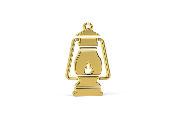 Ícone Lanterna Dourado Isolado Fundo Branco Renderização — Fotografia de Stock