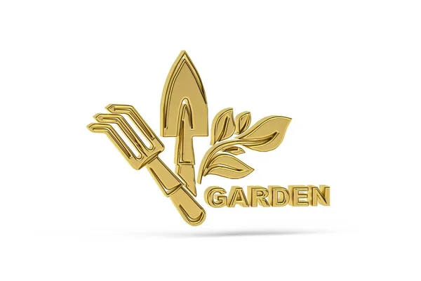 Goldenes Gartenwerkzeug Symbol Isoliert Auf Weißem Hintergrund Renderer — Stockfoto