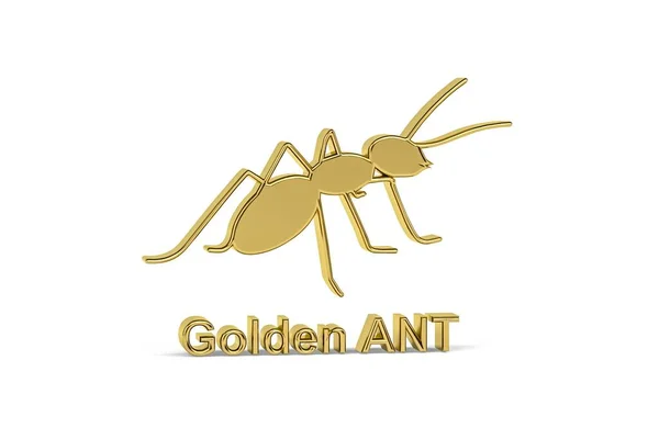 Golden 3d ant icon isolated on white background - 3d render