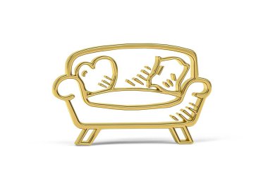 Beyaz arkaplanda izole edilmiş 3D kanepe simgesi - 3D görüntüleme