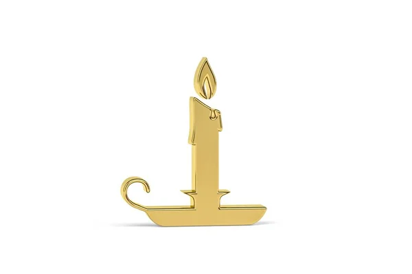 Goldenes Kerzensymbol Isoliert Auf Weißem Hintergrund Renderer — Stockfoto