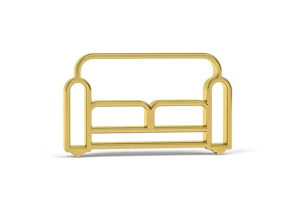 Golden Soffa Ikon Isolerad Vit Bakgrund Render — Stockfoto