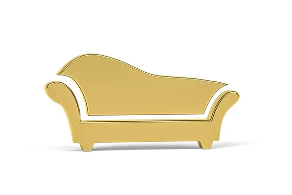 Golden Sofa Icon Isolated White Background Render — Stock Photo, Image