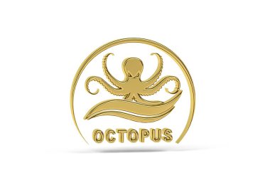 Beyaz arkaplanda izole edilmiş 3d ahtapot simgesi - 3d oluşturma