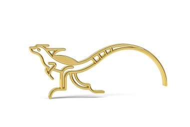 Beyaz arkaplanda izole edilmiş Altın 3d basilisk simgesi - 3d oluşturma