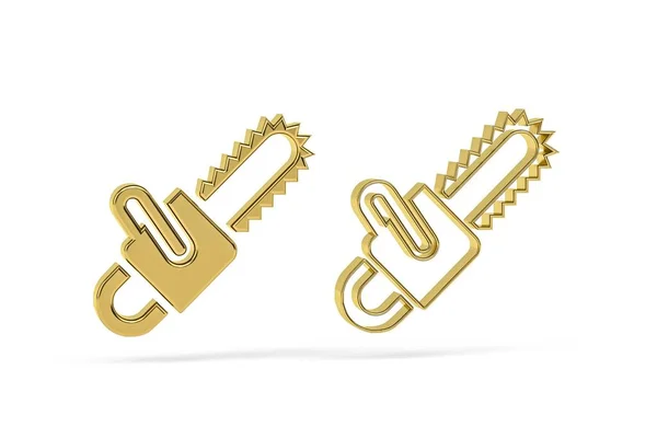 Golden Chainsaw Icon Isolated White Background Render — Stock Photo, Image