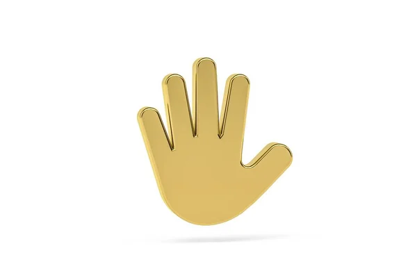 Golden Hand Pictogram Geïsoleerd Witte Achtergrond Render — Stockfoto
