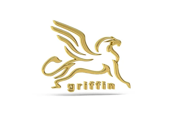 Golden Griffin Εικονίδιο Που Απομονώνεται Λευκό Φόντο Καθιστούν — Φωτογραφία Αρχείου