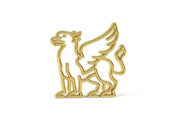 Golden Griffin Ícone Isolado Fundo Branco Renderização — Fotografia de Stock