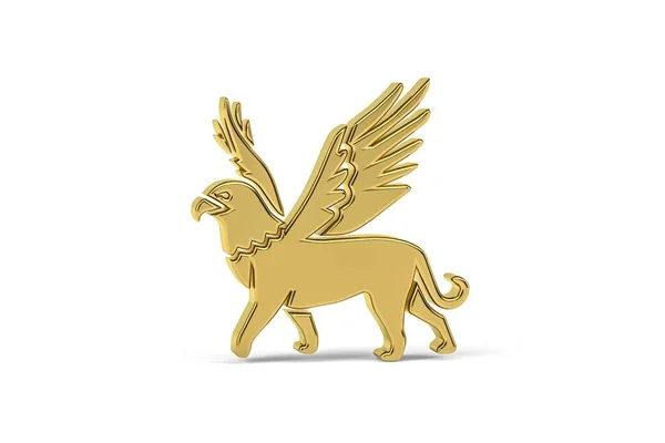 Golden Griffin Ikon Isoleret Hvid Baggrund Gøre - Stock-foto