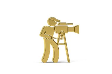 Altın 3D yönetmen simgesi beyaz arkaplanda izole edildi - 3B oluşturma