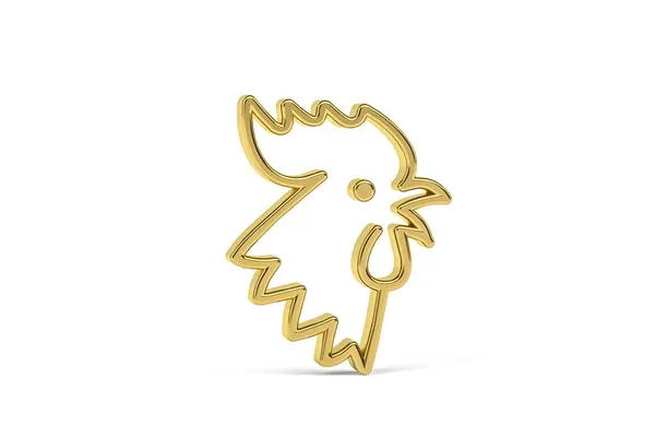 Золота Куряча Іконка Ізольована Білому Тлі Рендеринга — стокове фото