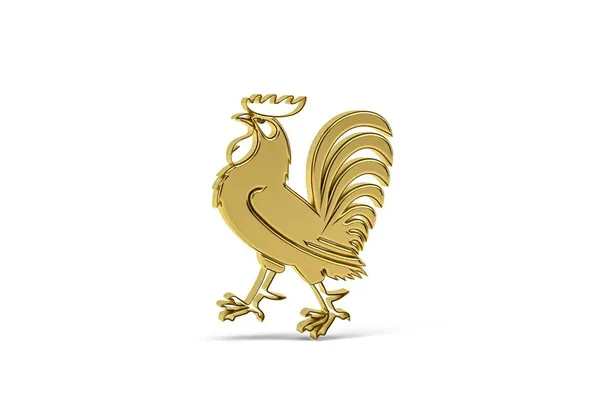 Golden 3d chicken icon isolated on white background - 3D render