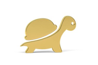 Beyaz arkaplanda izole edilmiş Altın 3d kaplumbağa simgesi - 3B oluşturma