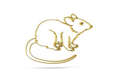 Beyaz arkaplanda Altın 3D fare simgesi izole edildi - 3B oluşturma