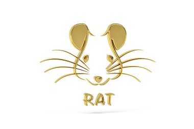 Beyaz arkaplanda Altın 3D fare simgesi izole edildi - 3B oluşturma