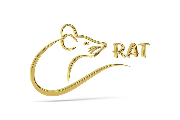 Golden Rat Pictogram Geïsoleerd Witte Achtergrond Render — Stockfoto