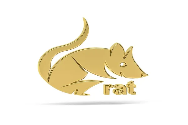 Golden Rat Pictogram Geïsoleerd Witte Achtergrond Render — Stockfoto