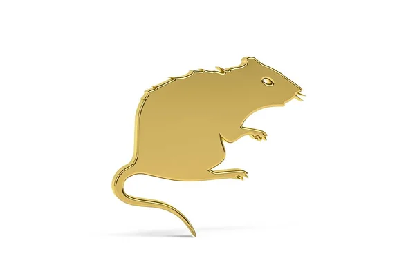 白色背景下分离的金3D鼠图标 3D渲染 — 图库照片