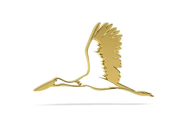 Золота Ікона Лелеки Ізольована Білому Тлі Рендеринга — стокове фото
