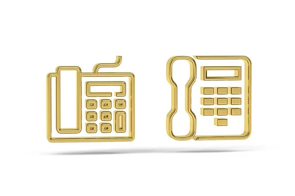 Ícone Telefone Dourado Isolado Fundo Branco Renderização — Fotografia de Stock