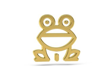 Beyaz arkaplanda izole edilmiş altın 3d kurbağa simgesi - 3d oluşturma