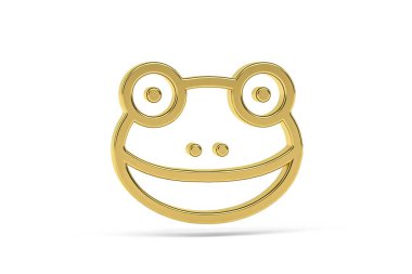 Beyaz arkaplanda izole edilmiş altın 3d kurbağa simgesi - 3d oluşturma