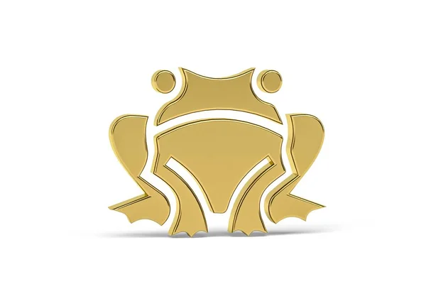 Золотий Значок Жаби Ізольований Білому Тлі Рендеринга — стокове фото