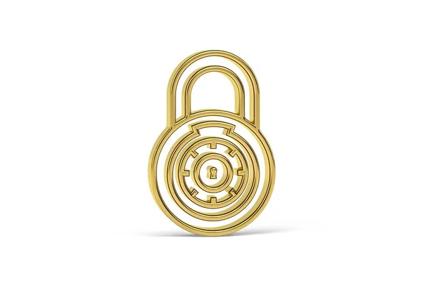 Golden Hangslot Pictogram Geïsoleerd Witte Achtergrond Render — Stockfoto