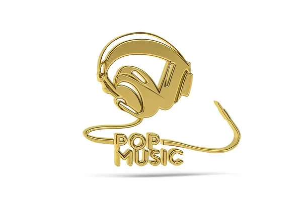 Ícone Música Pop Dourado Isolado Fundo Branco Renderização — Fotografia de Stock