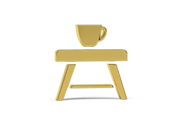 Золотой Иконка Журнальный Столик Изолированы Белом Фоне Рендеринг — стоковое фото