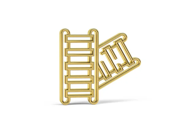 Icono Escalera Oro Aislado Sobre Fondo Blanco Render —  Fotos de Stock