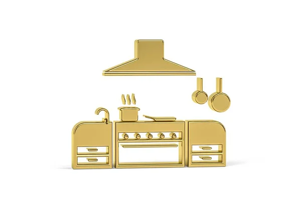 Golden Kök Ikon Isolerad Vit Bakgrund Render — Stockfoto