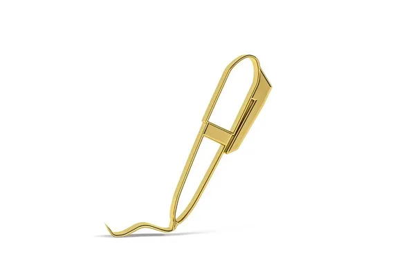 Golden Penna Ikon Isolerad Vit Bakgrund Render — Stockfoto