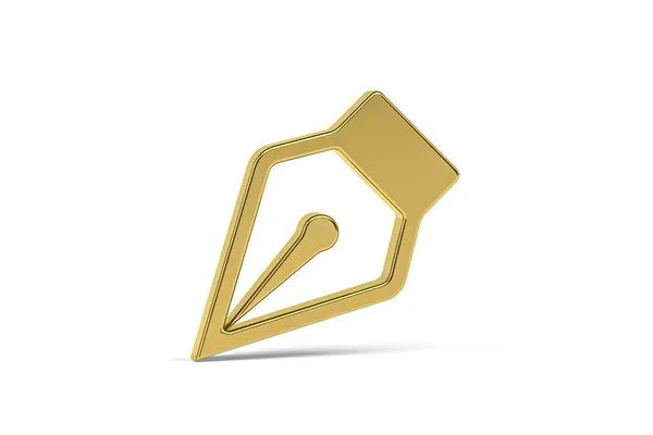 Ícone Caneta Dourado Isolado Fundo Branco Renderização — Fotografia de Stock