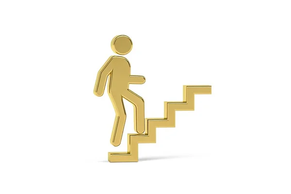 Golden Stairs Icon Isolated White Background Render — Stock Photo, Image