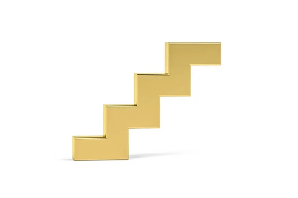 白い背景に隔離された黄金の3D階段アイコン 3Dレンダリング — ストック写真