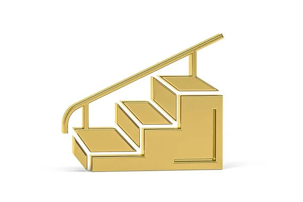 Golden Trappor Ikon Isolerad Vit Bakgrund Render — Stockfoto