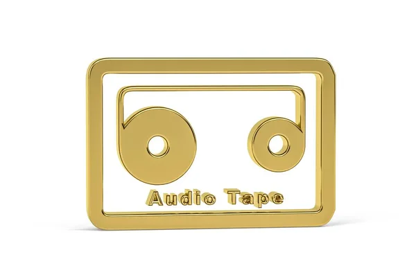 Golden Audio Tape Icoon Geïsoleerd Witte Achtergrond Render — Stockfoto