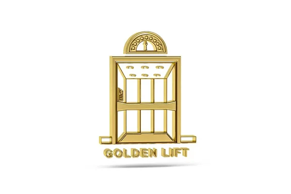 Golden Lift Ikon Isolerad Vit Bakgrund Render — Stockfoto