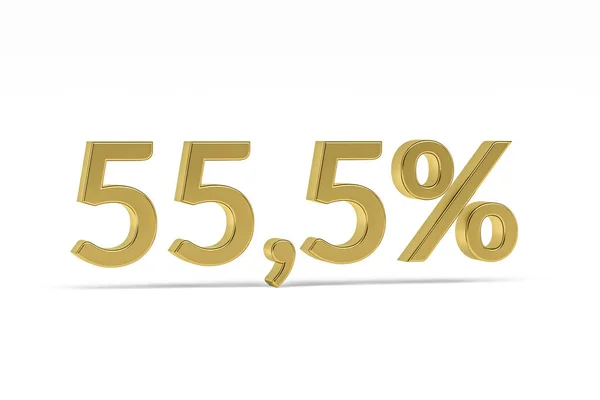 Gold Digit Fifty Five Point Five Percent Sign Isolated White — Stock Photo, Image