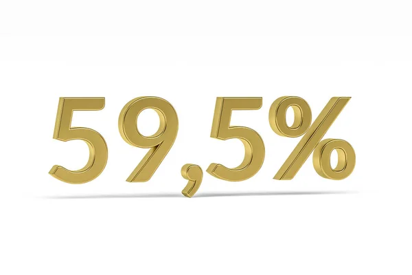 Gold Digit Fifty Nine Point Five Percent Sign Isolated White — Stock Photo, Image