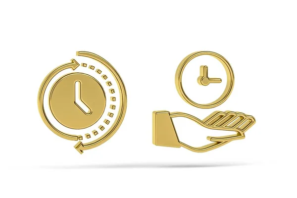 Goldenes Zeitsymbol Auf Weißem Hintergrund Renderer — Stockfoto