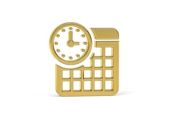 Golden Tijd Pictogram Geïsoleerd Witte Achtergrond Render — Stockfoto