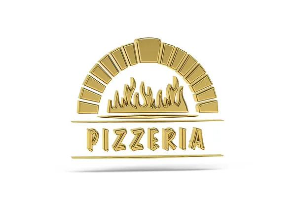 Goldenes Pizzaofen Symbol Isoliert Auf Weißem Hintergrund Renderer — Stockfoto