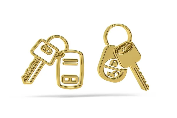 Golden Sleutel Pictogram Geïsoleerd Witte Achtergrond Render — Stockfoto