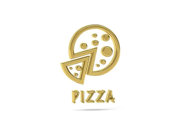 Icône Pizza Dorée Isolée Sur Fond Blanc Rendu — Photo
