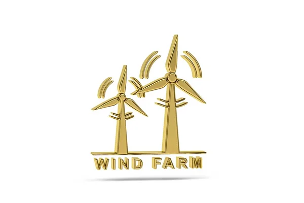 Golden Větrná Farma Ikona Izolované Bílém Pozadí Vykreslení — Stock fotografie